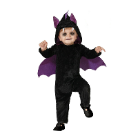 Verkleed pakje voor peuters   vleermuis   zwart/paars   carnaval/Halloween verkleedkleding