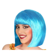 Verkleed pruik dames Bobby Jean   Blauw   half lang haar   Bob line/seventies/eighties/prinses