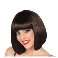 Verkleed pruik dames Bobby Jean   Bruin   half lang haar   Bob line/seventies/eighties/prinses