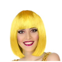 Verkleed pruik dames Bobby Jean   Geel   half lang haar   Bob line/seventies/eighties/prinses