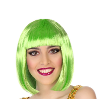 Verkleed pruik dames Bobby Jean   Groen   half lang haar   Bob line/seventies/eighties/prinses