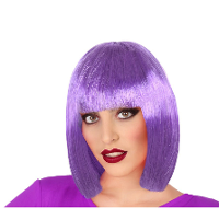 Verkleed pruik dames Bobby Jean   Paars   half lang haar   Bob line/seventies/eighties/prinses