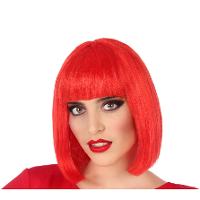 Verkleed pruik dames Bobby Jean   Rood   half lang haar   Bob line/seventies/eighties/prinses