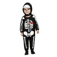 Verkleed set voor peuters   skelet   zwart   2 delig   carnaval/Halloween verkleedkleding