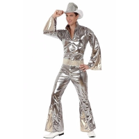 Atosa verkleedkleding kostuum   zilveren jumpsuit   Heren   Disco/Seventies   Pak/outfit   Glimmend