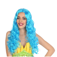 Verkleedpruik Dames   Fantasia   Blauw   lang golvend haar   Beroemdheid   Prinses/zeemeermin