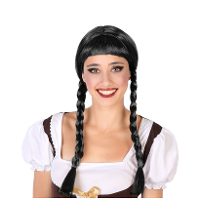 Verkleedpruik Dames Hannah   Zwart   Met lange vlechtjes   lang haar   Duits   Oktoberfest