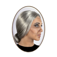 Verkleedpruik Dames   Oma/oude vrouw   Grijs   Met knotje   Sarah/bejaarde