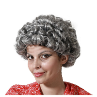 Verkleedpruik Dames   Oma/oude vrouw   Grijs   Met krullen permanent   Sarah/bejaarde