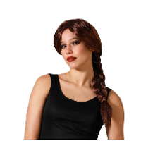 Verkleedpruik Lara   Dames   Bruin   Met lange vlecht/staart   lang haar   Beroemdheid