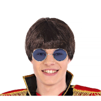 Verkleedpruik popstar John voor heren   zwart   Engelse muzikant   Carnaval   kort haar