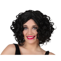Verkleedpruik voor dames met krullend haar   Marylin   Zwart   Filmster/popster/jaren 20/30/40/50