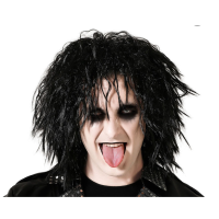 Verkleedpruik voor heren met lang wild haar   Zwart   Rocker/biker   Carnaval/party   Artiest Alice