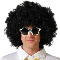 Verkleedpruik voor heren met wilde krullen   Zwart   Afro model   Carnaval/Seventies/Disco/Eighties