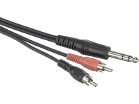 Audio Adapterkabel [2x Cinch Stekker   1x Jackplug Male 6.3 Mm] 3 M Zwart Paccs