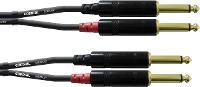 Audio Adapterkabel [2x Jackplug male 6.3 Mm   2x Jackplug male 6.3 Mm] 1.50 M Zwart Cordial