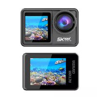 AUSEK 5K 30FPS Actiecamera Dubbel Scherm Buiten Anti Trilling Actiecamera HD Waterdicht Helm 1,4 Inch Voorkant Scherm 2,