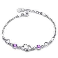 Austrian Crystal Zircon Double Heart Bracelet For Women