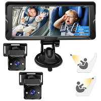 Auto Baby Camera Dubbele Kanaal 6.8Inch 1080P Weergave met 2 IR Nachtcamera en 150° Brede Kijkhoek Auto Baby Camera