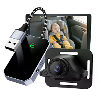 Auto Baby Camera voor kindbewaking 1080P Nachtzicht HD met 2 in 1 Wireless CarPlay Android Auto adapter