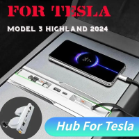 Auto dock met USB oplaaduitbreidingsdockstation voor Tesla Model 3 Highland 2024 PD 27W snellader Auto intelligente adap