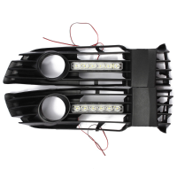 Auto Front Bumper Fog Light Grille With Led Drl For 01 05 Vw Passat