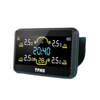Auto Groot LCD scherm TPMS Bandenspanning Controlesysteem Zonne oplaadtijdweergave met 4 sensoren