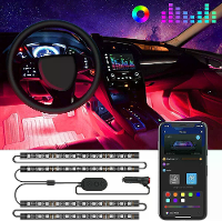 Auto Sfeerverlichting Interieur APP Bediening 12V 48 LEDs 1 Tot 4 Aangepaste LED Kleurrijke Sfeerverlichting Auto Voetru
