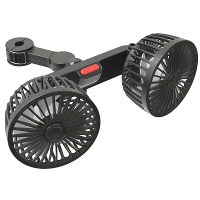 Auto Ventilator 360° 3 snelheden Autostoel Rugkoelventilator USB Opladen Dubbele Kop Ventilator Verstelbare Rotatie Nekk