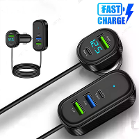 Autolader Super 127W Snelladen USB Type C 3.1A Opladen met Spanningdetectie met 1,5M Verlengkabel Telefoonlader