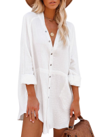 100% Katoen effen vrijetijds casual eenvoudige shirts voor dames