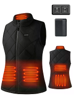 Auxo 5 Zone Verwarmde Vest voor Vrouwen met Inclusief Accupakket, Lichtgewicht Winddicht Waterproof Winter Warm 3 Warmte