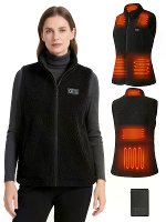 Auxo 7 Zone Fleece Verwarmde Vest voor Dames met Batterijpack 3 Warmte instellingen Lichtgewicht Winter Mouwloze Elektri