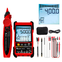 TOOLTOP Groot LCD scherm Netwerkkabel Tester + Multimeter 2 in 1 400M/500M Netwerkkabel Lengte Meten AC DC Huidige Spann