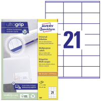 Avery Zweckform 3481 Universele etiketten 70 x 41 mm Papier Wit 2100 stuk(s) Permanent hechtend Inkjet, Laser (zwart/wit), Laser (kleur), Kopiëren (zwart/wit),