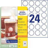 Avery Zweckform 5080 Universele etiketten Ø 40 mm Papier Wit 1 set(s) Weer verwijderbaar Inkjet, Laser (zwart/wit), Laser (kleur)