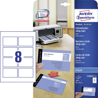 Avery Zweckform C32015 25 Bedrukbare visitekaarten, gladde kant 85 x 54 mm Wit 200 stuk(s) Papierformaat: DIN A4