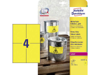 Avery Zweckform L6132 20 Etiketten (a4) 105 X 148 Mm Polyester Folie Geel 80 Stuks Permanent Universele Etiketten, Weerbestendige Etiketten Laser, Kopie