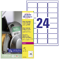 Avery Zweckform L7912 40 Universele etiketten 63.5 X 33.9 Mm Polyethyleen folie Wit 960 stuk(s) Permanent hechtend Laser (kleur), Laser (zwart/wit)