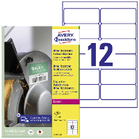 Avery Zweckform L7913 40 Universele etiketten 99.1 X 42.3 Mm Polyethyleen folie Wit 480 stuk(s) Permanent hechtend Laser (kleur), Laser (zwart/wit)