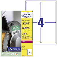 Avery Zweckform L7915 40 Universele etiketten 99.1 X 139 mm Polyethyleen folie Wit 160 stuk(s) Permanent hechtend Laser (kleur), Laser (zwart/wit)