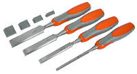 AVIT AV10010 Steekbeitelset voorzien van geharde stalen klingen met breedtes van 6,5, 13, 19 en 25 mm