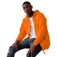 Oranje vest   met capuchon   heren   jasje   herenvest   ritssluiting