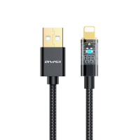 AWEI CL 139L 2.4A USB A voor Lightning kabel Snel opladen Gegevensoverdracht Nylon Gevlochten kernlijn 1M Lang voor ipho