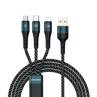 AWEI CL 972 PD120W 3 tot 1 Tyep C Snel opladen Intelligente temperatuurregeling Datakabel voor XIAOMI Smartphone Tablet