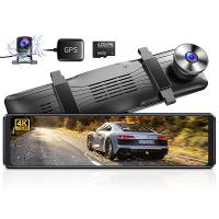 AZDOME 12 Inch Dual Car Mirror Dash Cam 4K HD WiFi GPS 2160P Loop Recording Parking Monitoring Nachtzicht PG19X