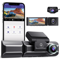 AZDOME M550 Dash Cam 3 kanaals Voorkant Binnen Achter 2K+1080P+1080P Auto Dashboard Camera Recorder Nacht DVR Ingebouwde