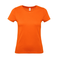 Oranje basic Dames t shirt   met ronde hals   katoen   145 grams   shirts / dameskleding