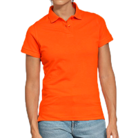 B&C poloshirt voor dames   katoen   oranje   180 grams   korte mouwen