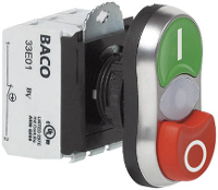 BACO BAL61QK21L L61QK21L Dubbele drukknop Kunststof frontring, Verchroomd Groen, Rood 1 stuk(s)